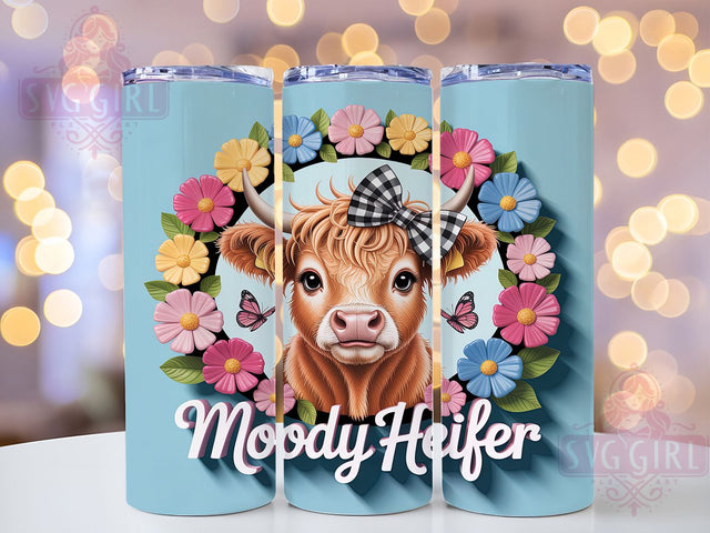 3D Puffy Highland Cow Tumbler, Puffy Moody Heifer Wrap, Cute Farm Mug Design, Sublimation Wrap, Rustic Drinkware, Country Gift Idea, Sparkly Cow Cup Sublimation SvggirlplusArt 