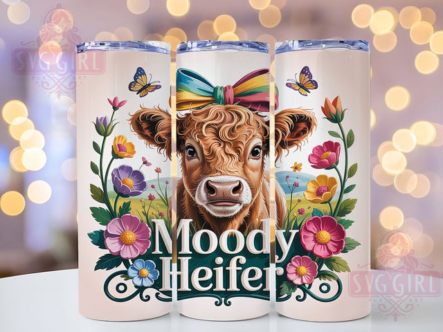 3D Puffy Highland Cow Tumbler, Puffy Moody Heifer Wrap, Cute Farm Mug Design, Sublimation Wrap, Rustic Drinkware, Country Gift Idea, Sparkly Cow Cup Sublimation SvggirlplusArt 
