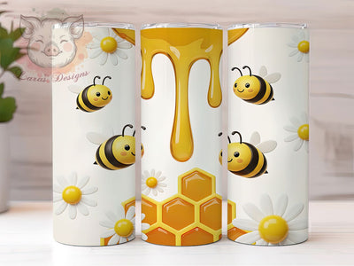 3D Puffy Honey Bee Tumbler, Bee Wrap Design, 3D Insect Pattern, Sublimation Cup, 20oz Skinny Tumbler, Nature Drinkware, Puffy Style Sublimation Lara' s Designs 