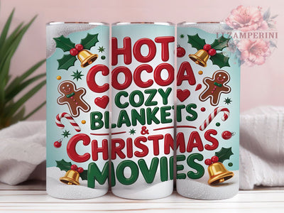 3D Puffy Hot Chocolate Tumbler, Inflated Puff Design, 3D Holiday Pattern, Sublimation Tumbler, 20oz Skinny Cup, Festive Drinkware, Christmas Cozy Sublimation Li Zamperini 