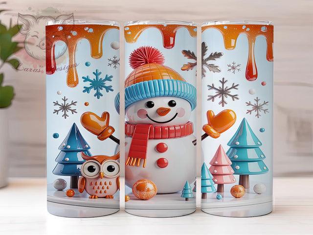 3D Puffy Inflated Snowman Tumbler, Inflated Snowman, Christmas Snowman, Winter Holiday, Festive Tumbler, 20oz Tumbler, Sublimation Print Sublimation Lara' s Designs 