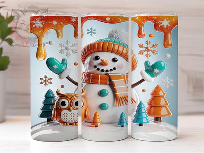 3D Puffy Inflated Snowman Tumbler, Inflated Snowman, Christmas Snowman, Winter Holiday, Festive Tumbler, 20oz Tumbler, Sublimation Print Sublimation Lara' s Designs 