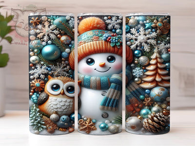 3D Puffy Inflated Snowman Tumbler, Inflated Snowman, Christmas Snowman, Winter Holiday, Festive Tumbler, 20oz Tumbler, Sublimation Print Sublimation Lara' s Designs 