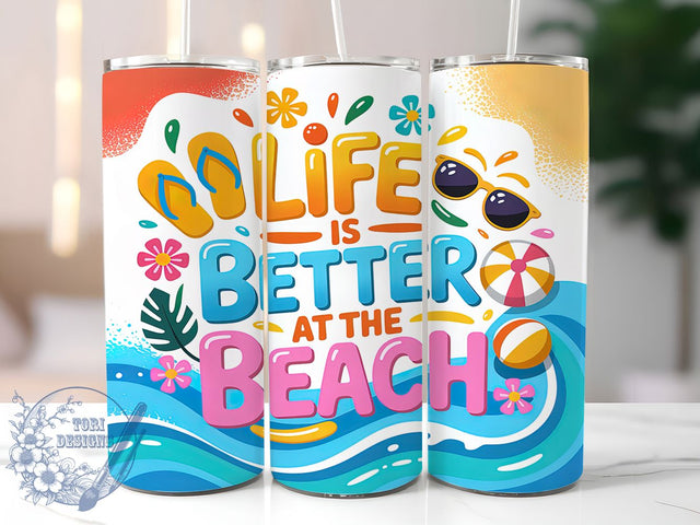 3D Puffy Inflated Summer Tumbler, 3D Summer Design, Life Is Better Summer, 20Oz Sublimation Wrap, Puffy Summer Art, Inflated 3D Texture, Tumbler Sublimation Sublimation ToriDesigns 