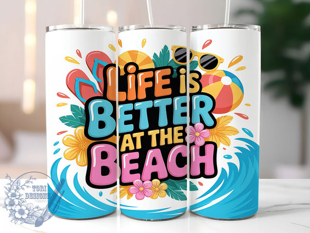3D Puffy Inflated Summer Tumbler, 3D Summer Design, Life Is Better Summer, 20Oz Sublimation Wrap, Puffy Summer Art, Inflated 3D Texture, Tumbler Sublimation Sublimation ToriDesigns 