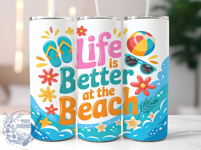 3D Puffy Inflated Summer Tumbler, 3D Summer Design, Life Is Better Summer, 20Oz Sublimation Wrap, Puffy Summer Art, Inflated 3D Texture, Tumbler Sublimation Sublimation ToriDesigns 
