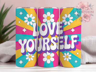 3D Puffy Love Yourself Tumbler, 3D Inflated Wrap, Self Love Cup, Positive Sublimation Design, Valentine Gift Tumbler, Puffy Hearts Wrap, Adorable Motivational Cup Sublimation Li Zamperini 
