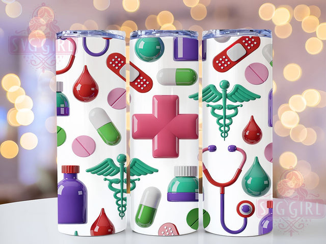 3D Puffy Nurse Tumbler Wrap, Medical Nurse Design, 3D Puffy Nurse, Inflated Nurse Sublimation, Healthcare Worker Gift, 20oz Tumbler Template, Nurse Appreciation PNG Sublimation SvggirlplusArt 