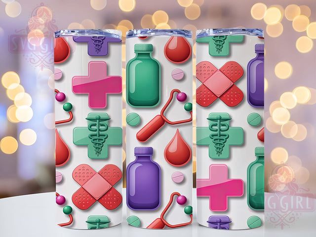 3D Puffy Nurse Tumbler Wrap, Medical Nurse Design, 3D Puffy Nurse, Inflated Nurse Sublimation, Healthcare Worker Gift, 20oz Tumbler Template, Nurse Appreciation PNG Sublimation SvggirlplusArt 