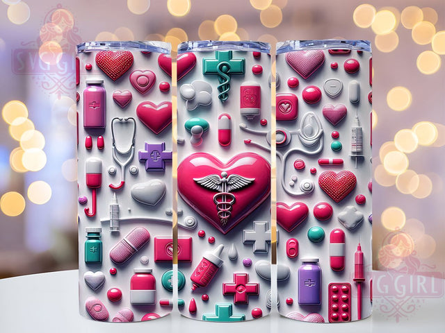 3D Puffy Nurse Tumbler Wrap, Medical Nurse Design, 3D Puffy Nurse, Inflated Nurse Sublimation, Healthcare Worker Gift, 20oz Tumbler Template, Nurse Appreciation PNG Sublimation SvggirlplusArt 