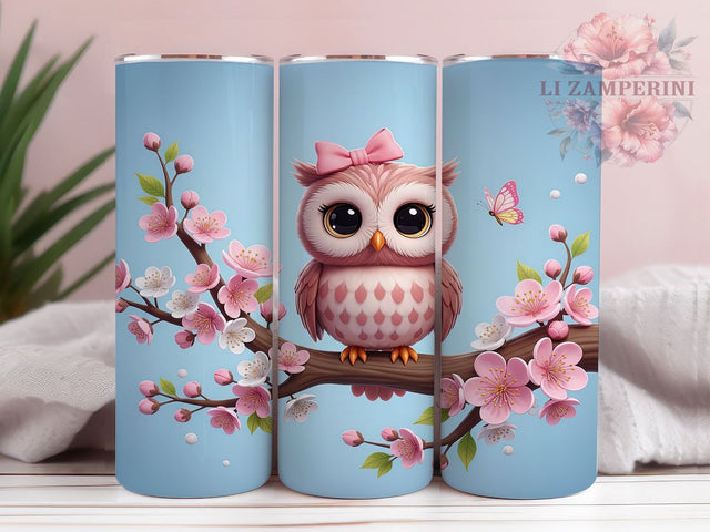 3D Puffy Owl Tumbler, Cute Owl Wrap, 3D Bird Design, Sublimation Tumbler, 20oz Skinny Cup, Nature Drinkware, Whimsical Pattern Sublimation Li Zamperini 
