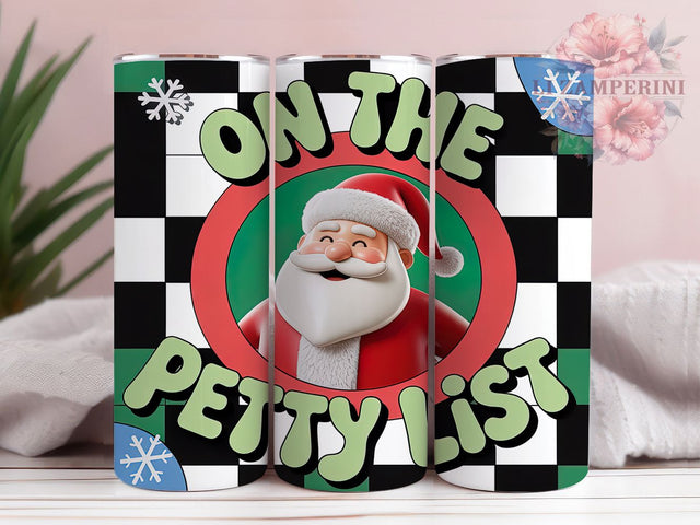 3D Puffy Petty List Santa Tumbler, Puffy Santa Claus Sublimation Design, Inflated Holiday Cup Art, 20oz Xmas Tumbler, Whimsical Santa Mug, Stylish Christmas Cup, Cozy Holiday Wrap Sublimation Li Zamperini 