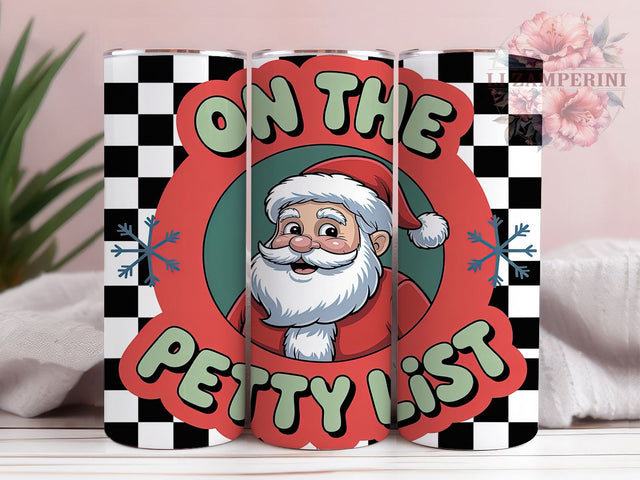 3D Puffy Petty List Santa Tumbler, Puffy Santa Claus Sublimation Design, Inflated Holiday Cup Art, 20oz Xmas Tumbler, Whimsical Santa Mug, Stylish Christmas Cup, Cozy Holiday Wrap Sublimation Li Zamperini 