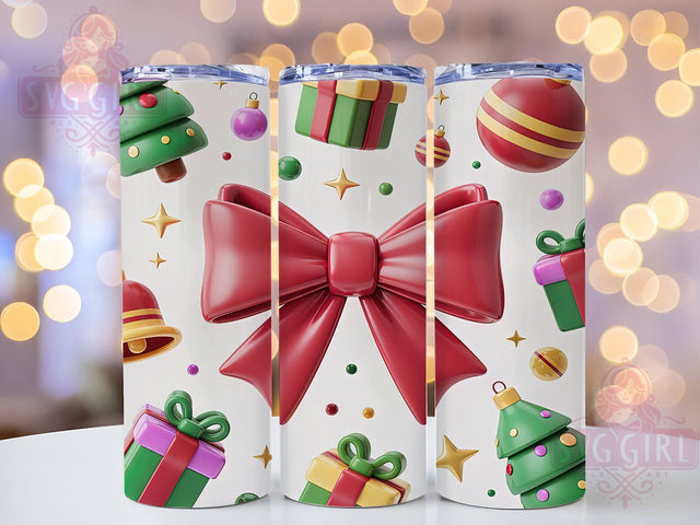 3D Puffy Pink Christmas Tumbler, Puffy Cake Wrap, Cute Holiday Mug Design, Sublimation Wrap, Festive Drinkware, Sweet Winter Gift, Sparkly Christmas Cup Sublimation SvggirlplusArt 