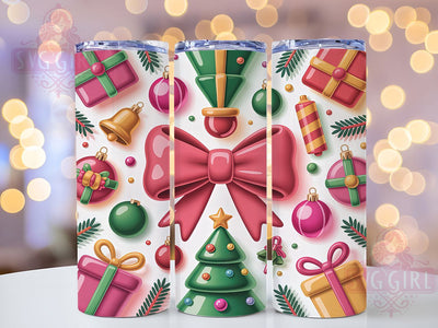 3D Puffy Pink Christmas Tumbler, Puffy Cake Wrap, Cute Holiday Mug Design, Sublimation Wrap, Festive Drinkware, Sweet Winter Gift, Sparkly Christmas Cup Sublimation SvggirlplusArt 