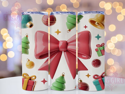 3D Puffy Pink Christmas Tumbler, Puffy Cake Wrap, Cute Holiday Mug Design, Sublimation Wrap, Festive Drinkware, Sweet Winter Gift, Sparkly Christmas Cup Sublimation SvggirlplusArt 