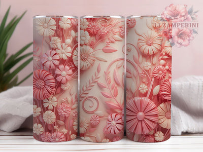 3D Puffy Pink Floral Tumbler, Pink Flowers Tumbler, Whimsical Flower Wrap, Elegant Puffy Wrap, Vibrant Floral Wrap, Sublimation Design, Trendy Gift Idea Sublimation Li Zamperini 