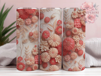 3D Puffy Pink Floral Tumbler, Pink Flowers Tumbler, Whimsical Flower Wrap, Elegant Puffy Wrap, Vibrant Floral Wrap, Sublimation Design, Trendy Gift Idea Sublimation Li Zamperini 