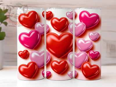 3D Puffy Pink Valentine Hearts Tumbler, Inflated Valentine Wrap, Cute Heart Cup, Romantic Sublimation Design, Valentine Gift Tumbler, Puffy Pink Hearts Wrap, Adorable Love Cup Sublimation Lara' s Designs 
