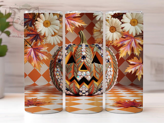3D Puffy Pumpkin Illusion Tumbler Wrap, Inflated Tumbler Png, Fall 2025 Tumbler Design, 20oz Skinny Tumbler, Autumn Sublimation Design, 3d Illusion Tumbler, Puffy Pumpkin Png Sublimation Lara' s Designs 