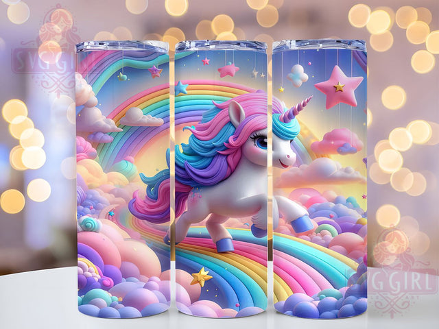 3D Puffy Rainbow Unicorn Tumbler, Rainbow Wrap Design, Cute Fantasy Mug Design, Sublimation Wrap, Magical Drinkware, Fun Gift Idea, Sparkly Unicorn Cup Sublimation SvggirlplusArt 