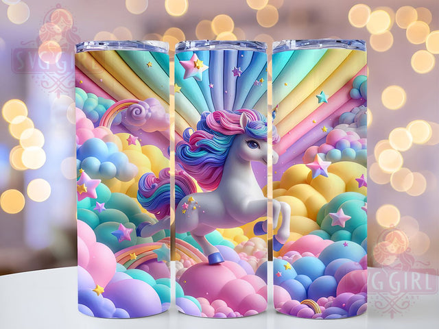 3D Puffy Rainbow Unicorn Tumbler, Rainbow Wrap Design, Cute Fantasy Mug Design, Sublimation Wrap, Magical Drinkware, Fun Gift Idea, Sparkly Unicorn Cup Sublimation SvggirlplusArt 