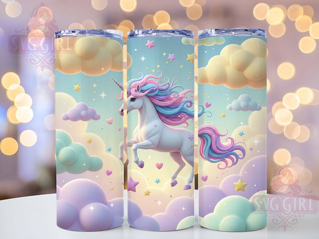 3D Puffy Rainbow Unicorn Tumbler, Rainbow Wrap Design, Cute Fantasy Mug Design, Sublimation Wrap, Magical Drinkware, Fun Gift Idea, Sparkly Unicorn Cup Sublimation SvggirlplusArt 