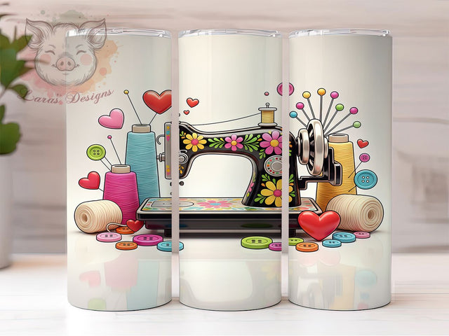3D Puffy Sewing Machine Tumbler, Puffy Wrap Design, Inflated 3D Style, Sublimation Tumbler, 20oz Skinny Cup, Craft Lover Gift, Seamstress Pattern Sublimation Lara' s Designs 