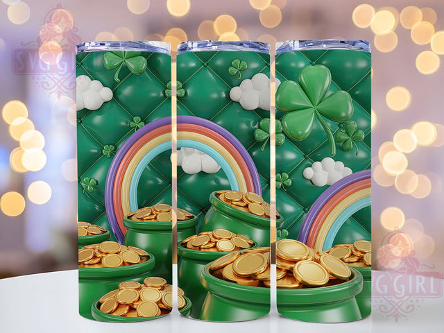 3D Puffy Shamrock Tumbler, St. Patrick’s Tumbler, Stylish 20oz Wrap, Sublimation Design, Trendy Gift Idea, Irish Shamrock Wrap, Lucky Clover Tumbler Sublimation SvggirlplusArt 