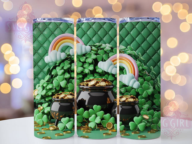 3D Puffy Shamrock Tumbler, St. Patrick’s Tumbler, Stylish 20oz Wrap, Sublimation Design, Trendy Gift Idea, Irish Shamrock Wrap, Lucky Clover Tumbler Sublimation SvggirlplusArt 