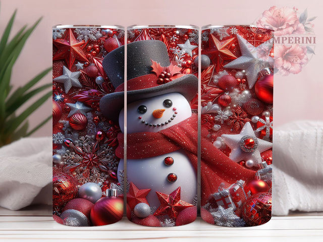 3D Puffy Snowman Christmas Tumbler, Inflated Christmas Wrap, 20Oz Skinny Tumbler, Puffy Holiday Sublimation, Cute Snowman Design, Festive Winter Tumbler, Merry Christmas Wrap Sublimation Li Zamperini 