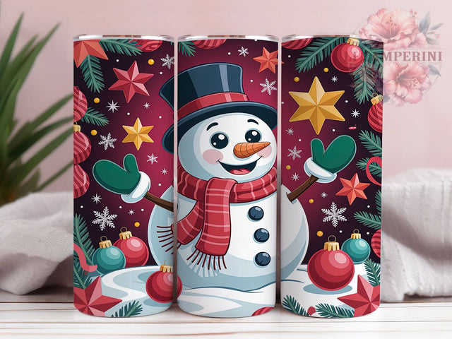 3D Puffy Snowman Christmas Tumbler, Inflated Christmas Wrap, 20Oz Skinny Tumbler, Puffy Holiday Sublimation, Cute Snowman Design, Festive Winter Tumbler, Merry Christmas Wrap Sublimation Li Zamperini 