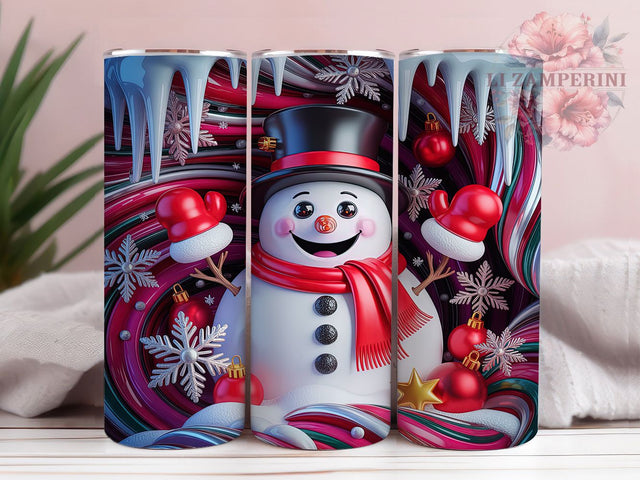 3D Puffy Snowman Christmas Tumbler, Inflated Christmas Wrap, 20Oz Skinny Tumbler, Puffy Holiday Sublimation, Cute Snowman Design, Festive Winter Tumbler, Merry Christmas Wrap Sublimation Li Zamperini 