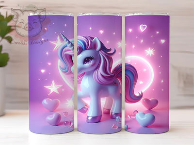 3D Puffy Unicorn Tumbler, Inflated Puff Wrap, Cute 3D Design, Sublimation Cup, 20oz Skinny Tumbler, Fantasy Drinkware, Magical Pattern Sublimation Lara' s Designs 