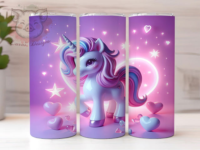 3D Puffy Unicorn Tumbler, Inflated Puff Wrap, Cute 3D Design, Sublimation Cup, 20oz Skinny Tumbler, Fantasy Drinkware, Magical Pattern Sublimation Lara' s Designs 