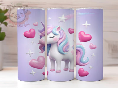 3D Puffy Unicorn Tumbler, Inflated Puff Wrap, Cute 3D Design, Sublimation Cup, 20oz Skinny Tumbler, Fantasy Drinkware, Magical Pattern Sublimation Lara' s Designs 