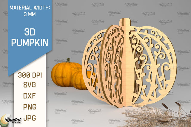 3D Pumpkin Laser Cut. Autumn Pumpkin SVG Design SVG Evgenyia Guschina 