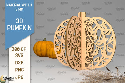 3D Pumpkin Laser Cut. Autumn Pumpkin SVG Design SVG Evgenyia Guschina 