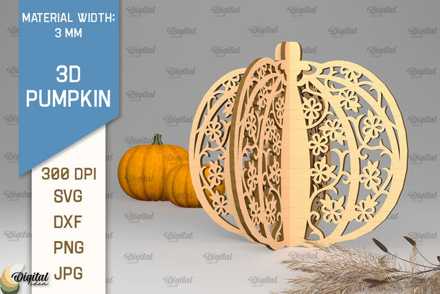 3D Pumpkin Laser Cut. Autumn Pumpkin SVG Design SVG Evgenyia Guschina 