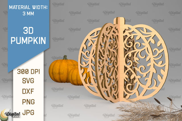 3D Pumpkin Laser Cut. Autumn Pumpkin SVG Design SVG Evgenyia Guschina 