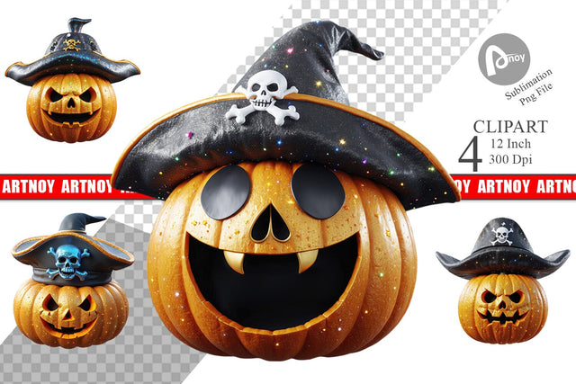 3D Pumpkin Pirate Clipart Sublimation artnoy 