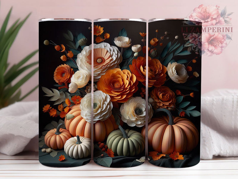 3D Pumpkin Spice Fall Vibes Tumbler, Fall Vibes Wrap, Autumn Drinkware, Pumpkin Spice Cup, Cozy Fall Mug, Thanksgiving Tumbler, 3D Fall Design Sublimation Li Zamperini 