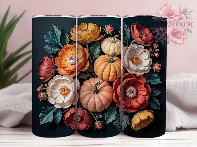 3D Pumpkin Spice Fall Vibes Tumbler, Fall Vibes Wrap, Autumn Drinkware, Pumpkin Spice Cup, Cozy Fall Mug, Thanksgiving Tumbler, 3D Fall Design Sublimation Li Zamperini 