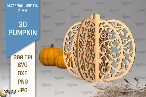 3D Pumpkins Laser Cut Bundle. Halloween Pumpkins SVG Design SVG Evgenyia Guschina 