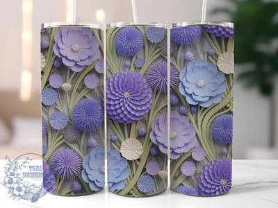 3D Purple Blue Wildflower Tumbler Wrap, Purple & Blue, Seamless Pattern, Floral Art, Vibrant Design, Tumbler Wrap, Sublimation Design Sublimation ToriDesigns 
