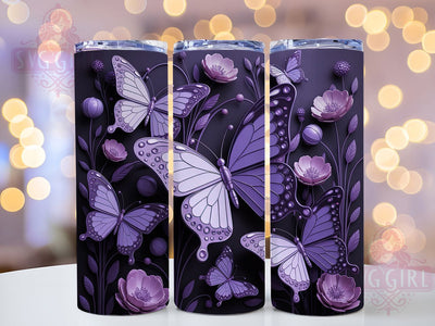 3D Purple Butterfly Tumbler, Purple Flowers Tumbler, Butterfly 20oz Wrap, Sublimation Design, Nature Lover Gift, Whimsical Butterfly Wrap, Elegant Floral Tumbler Sublimation SvggirlplusArt 