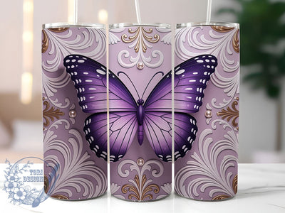 3D Purple Fantasy Butterfly 20oz Tumbler, 3D Effect, 20oz Wrap, Sublimation Design, Elegant Style, Fantasy Tumbler, PNG File Sublimation ToriDesigns 