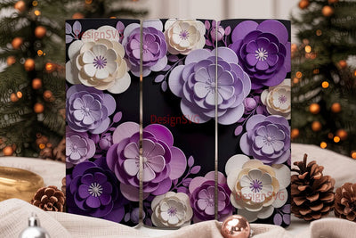 3D Purple Floral 20oz Tumbler Wrap Sublimation DesignSVG 