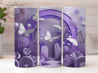 3D Purple Floral Butterfly Tumbler, 3D Floral Tumbler, Elegant Butterfly Wrap, Whimsical Purple Wrap, Artistic Floral Wrap, Sublimation Design, Trendy Gift Idea Sublimation Lara' s Designs 