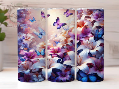 3D Purple Floral Butterfly Tumbler, Purple Floral Tumbler, Elegant Butterfly Wrap, Whimsical Purple Flowers Wrap, Rustic Butterfly Wrap, Sublimation Design, Trendy Gift Idea Sublimation Lara' s Designs 